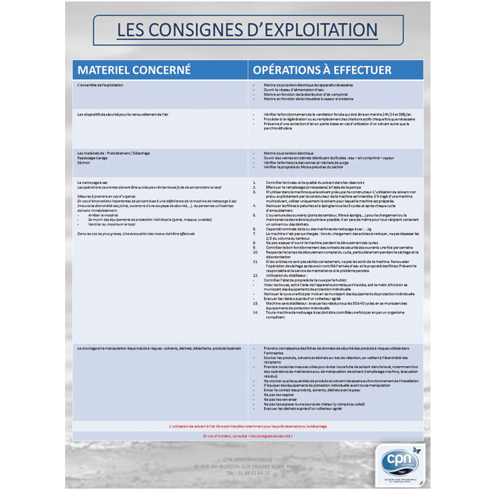 PANNEAU CONSIGNE EXPLOITATION